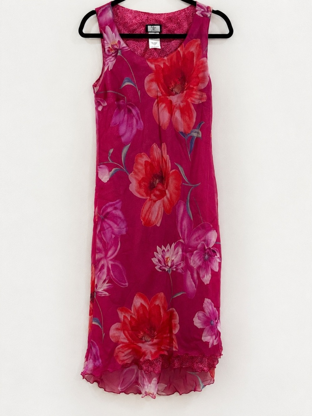 Believe Petite Floral Mesh Midi Dress Y2K Size 10P
